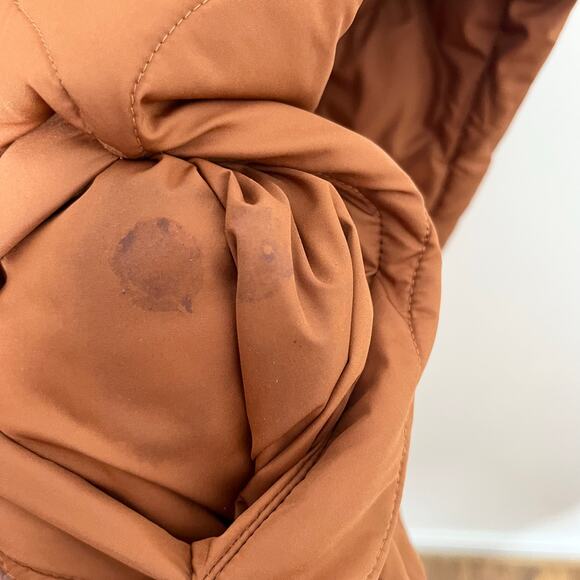 Everlane The Renew Long Lined Quilted Puffer Jacket Womens Large Rust Orange - Picture 15 of 15